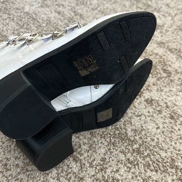 Catherine Melandrano White Leather Heeled Boots 6.5 - Picture 8 of 9